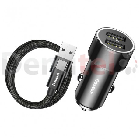 Зарядно за кола BASEUS Small Screw с Type-C кабел Черно