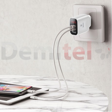 Зарядно BASEUS Mirror Travel Charger Бяло