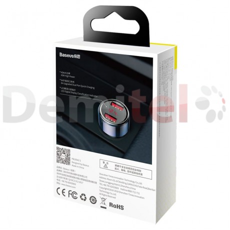 Зарядно за кола BASEUS Magic Dual 45W QC3.0 Синьо