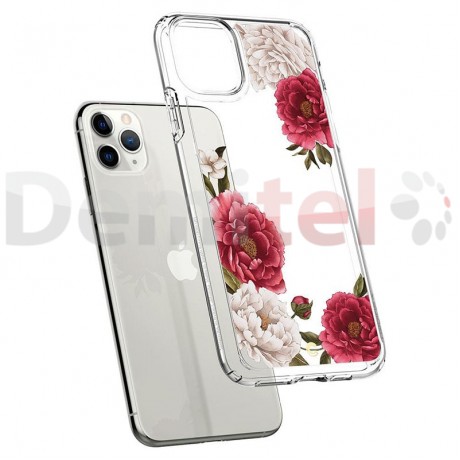 Силиконов гръб CYRILL Cecile Red Floral за iPhone 11 Pro Прозрачен