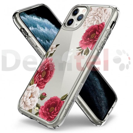 Силиконов гръб CYRILL Cecile Red Floral за iPhone 11 Pro Прозрачен