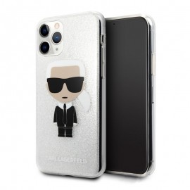 Силиконов гръб KARL LAGERFELD Iconic Glitter за iPhone 11 Pro Сребърен 