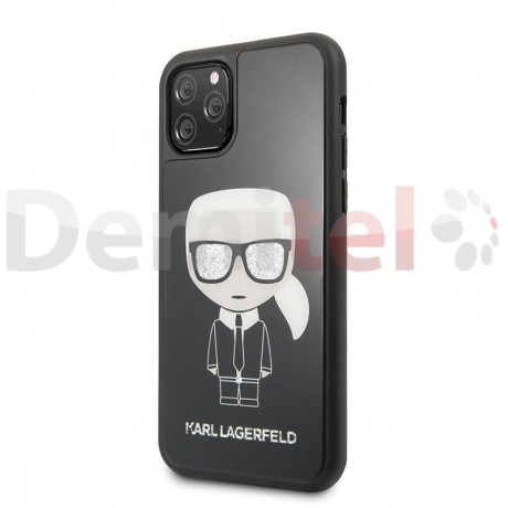 Силиконов гръб KARL LAGERFELD Iconic Glitter за iPhone 11 Pro Черен