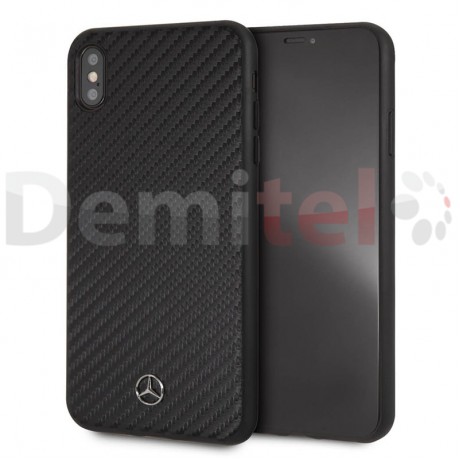 Силиконов гръб MERCEDES-BENZ Dynamic с карбон за iPhone XS Max Черен