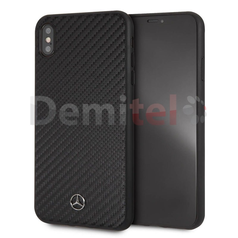 Силиконов гръб MERCEDES-BENZ Dynamic с карбон за iPhone XS Max Черен