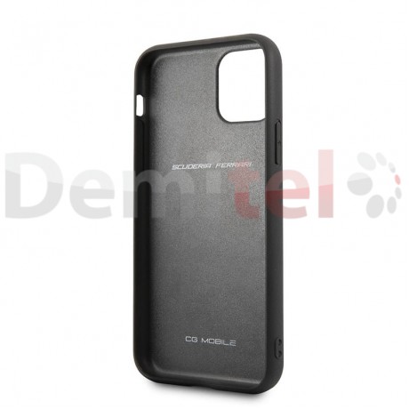 Силиконов гръб FERRARI Heritage Quilted с естествена кожа за iPhone 11 Pro Max Черен