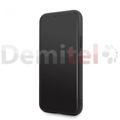 Силиконов гръб FERRARI Heritage Quilted с естествена кожа за iPhone 11 Pro Max Черен
