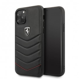Силиконов гръб FERRARI Heritage Quilted с естествена кожа за iPhone 11 Pro Max Черен 