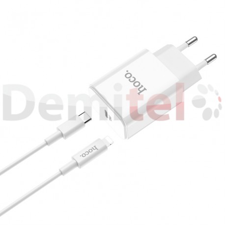 Зарядно HOCO C71A PD 3.0 с USB>Type-C към Lightning кабел Бяло