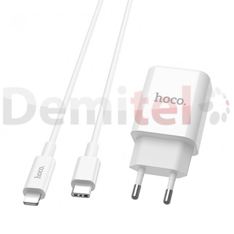 Зарядно HOCO C71A PD 3.0 с USB>Type-C към Lightning кабел Бяло
