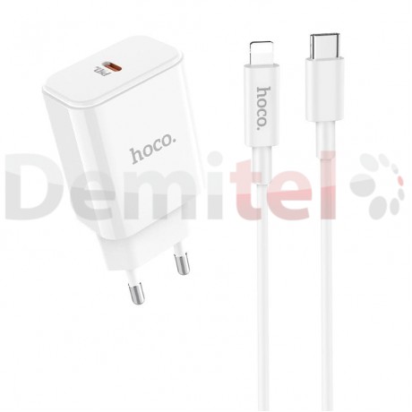 Зарядно HOCO C71A PD 3.0 с USB>Type-C към Lightning кабел Бяло
