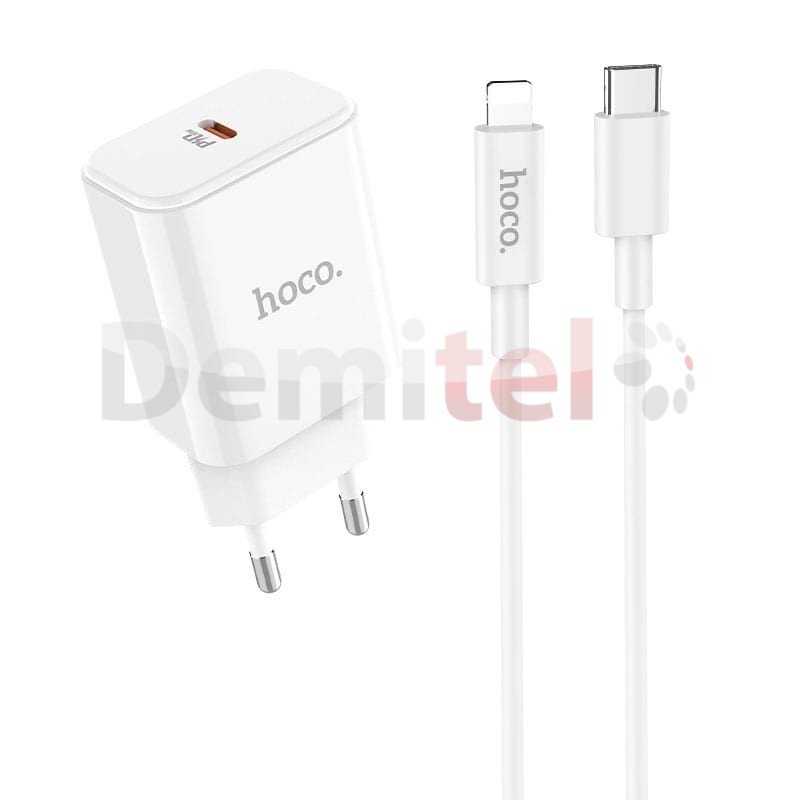 Зарядно HOCO C71A PD 3.0 с USB>Type-C към Lightning кабел Бяло