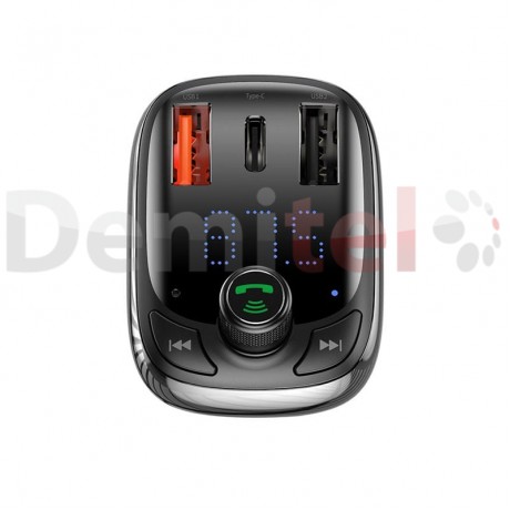 Зарядно за кола BASEUS T-typed PPS 36W PD+QC4.0 с блутут FM трансмитер Черно