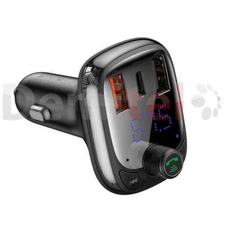 Зарядно за кола BASEUS T-typed PPS 36W PD+QC4.0 с блутут FM трансмитер Черно
