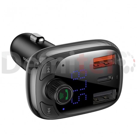 Зарядно за кола BASEUS T-typed PPS 36W PD+QC4.0 с блутут FM трансмитер Черно