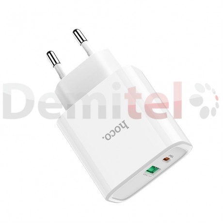 Зарядно HOCO C57A PD+QC 3.0 USB>Type-C към Lightning кабел Бяло