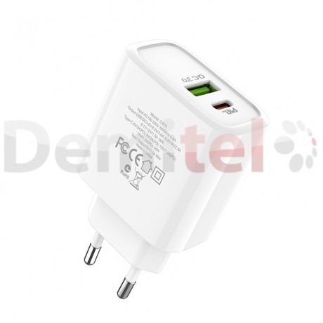 Зарядно HOCO C57A PD+QC 3.0 USB>Type-C към Lightning кабел Бяло