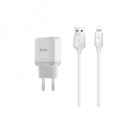 Зарядно HOCO C22А 220V 2.4A с Lightning кабел Бяло 