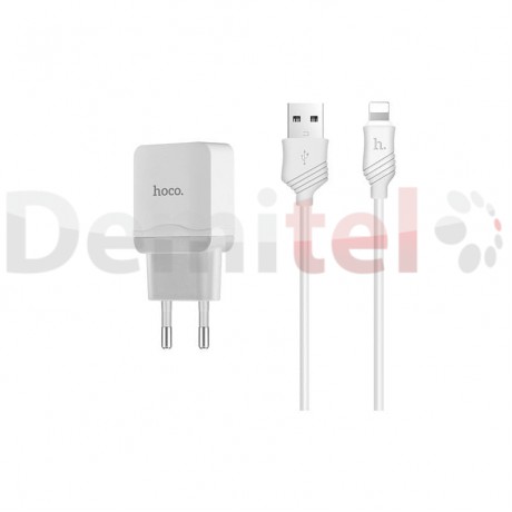 Зарядно HOCO C22А 220V 2.4A с Lightning кабел Бяло