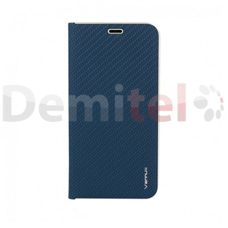 Тефтер VENNUS Carbon Book за Galaxy J6 Plus 2018 Син