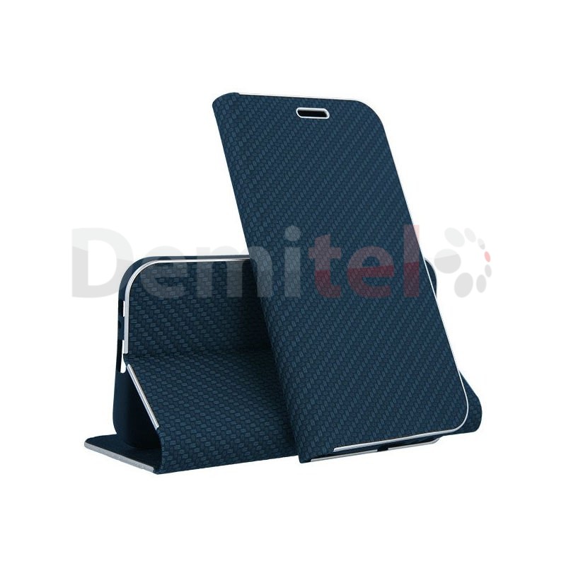 Тефтер VENNUS Carbon Book за Galaxy J6 Plus 2018 Син