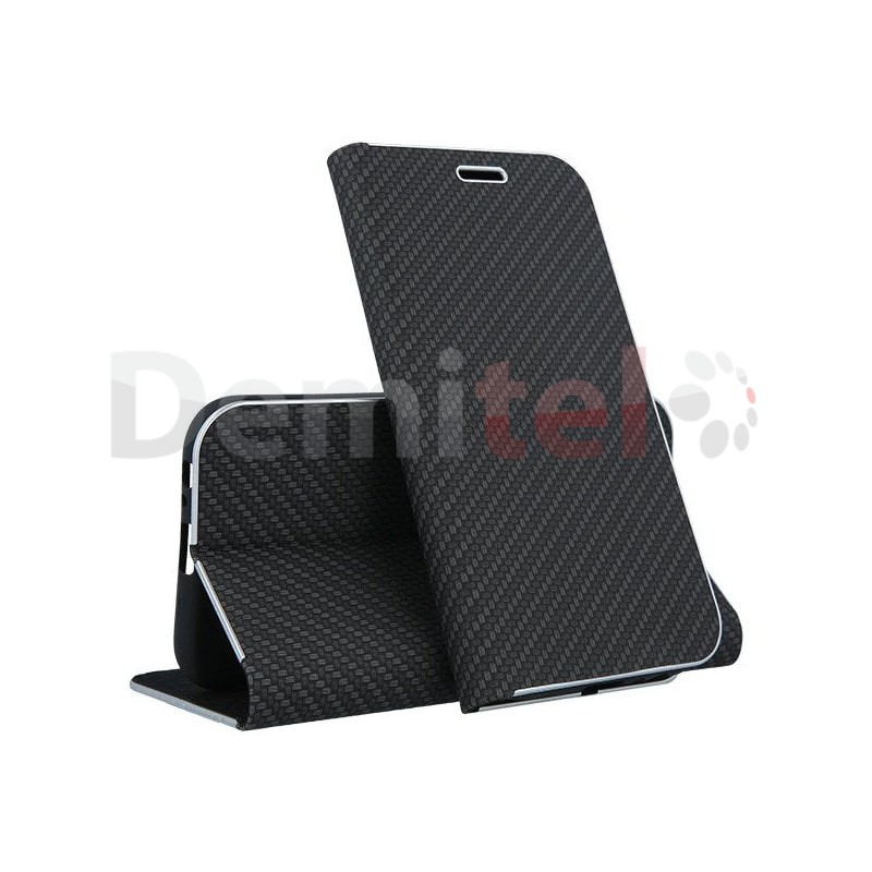 Тефтер VENNUS Carbon Book за Galaxy A7 2018 Черен