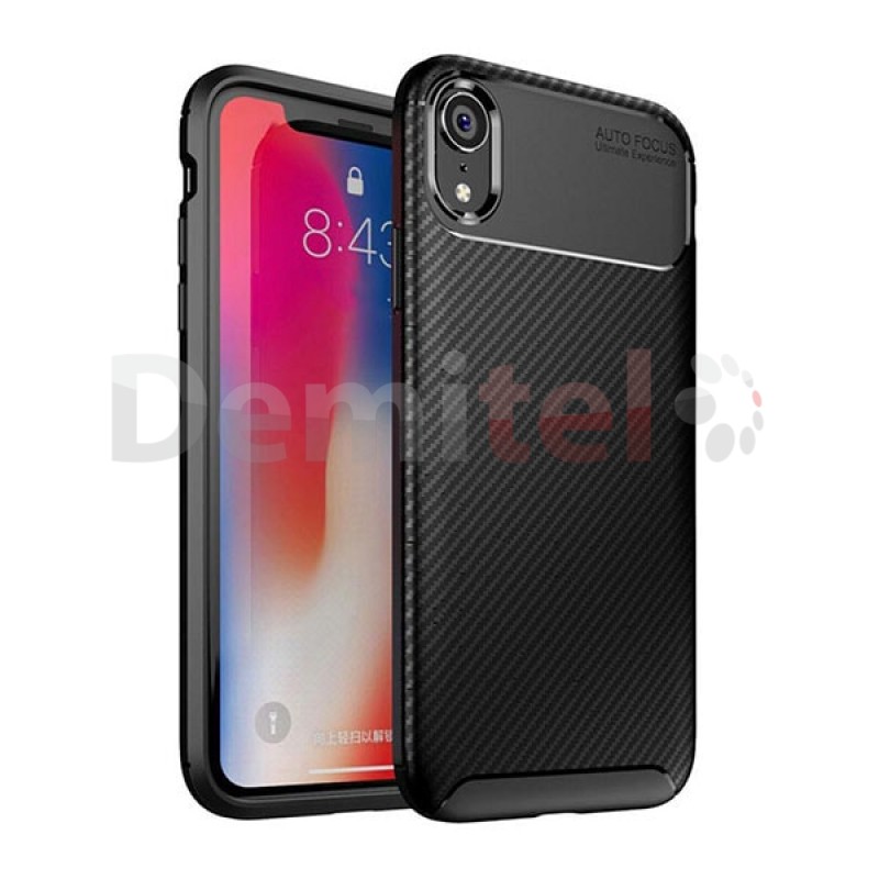 Силиконов гръб AUTO FOCUS Carbon за Apple iPhone XR Черен