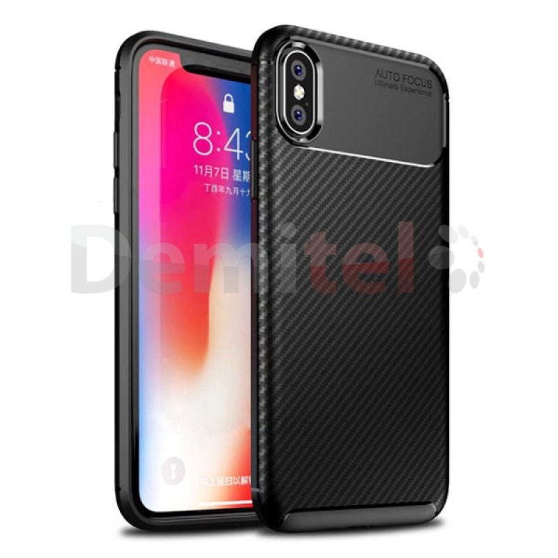 Силиконов гръб AUTO FOCUS Carbon за Apple iPhone X/XS Черен