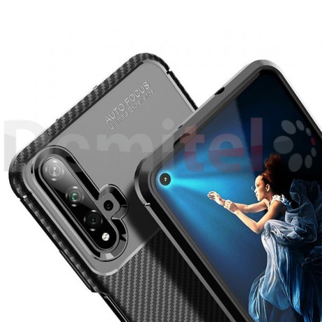 Силиконов гръб AUTO FOCUS Carbon за Honor 20 / Huawei nova 5T Черен