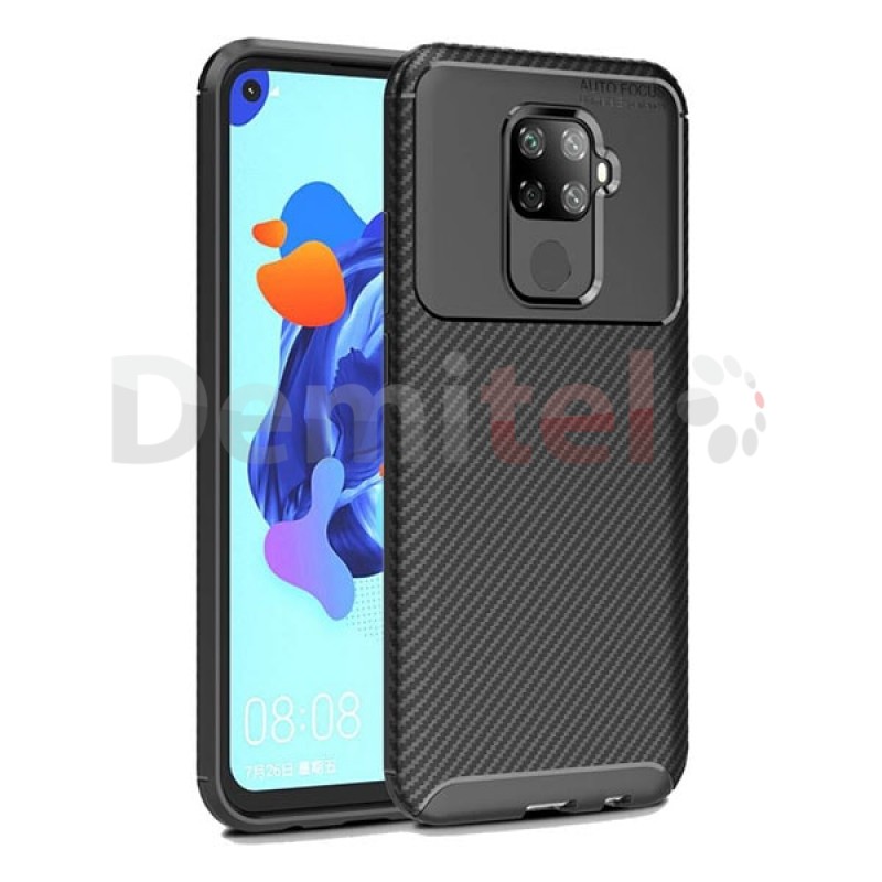 Силиконов гръб AUTO FOCUS Carbon за Huawei Mate 30 Lite Черен