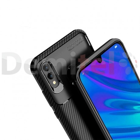 Силиконов гръб AUTO FOCUS Carbon за Huawei P Smart 2019 Черен