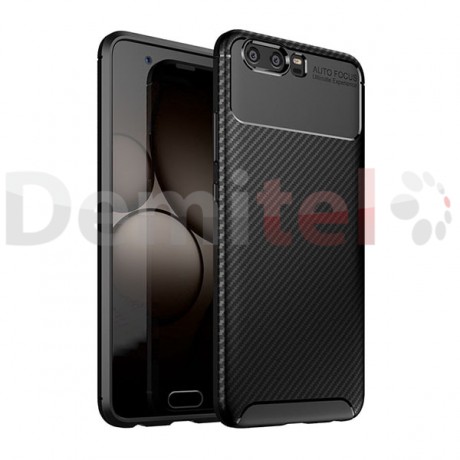 Силиконов гръб AUTO FOCUS Carbon за Huawei P10 Черен
