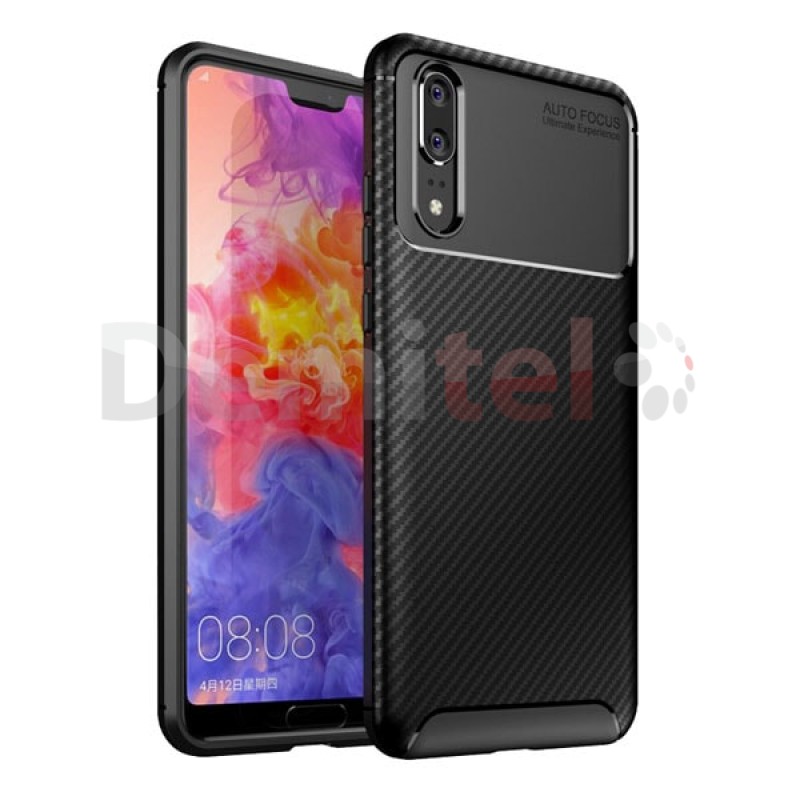 Силиконов гръб AUTO FOCUS Carbon за Huawei P20 Черен