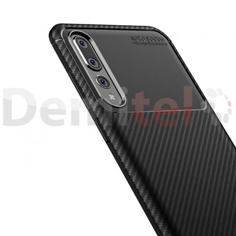 Силиконов гръб AUTO FOCUS Carbon за Huawei P20 Pro Черен