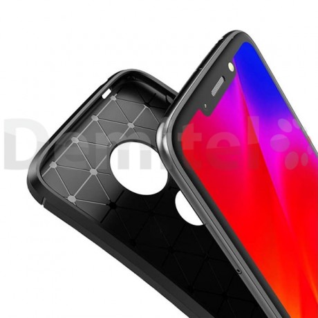 Силиконов гръб AUTO FOCUS Carbon за Motorola Moto G7 Play Черен
