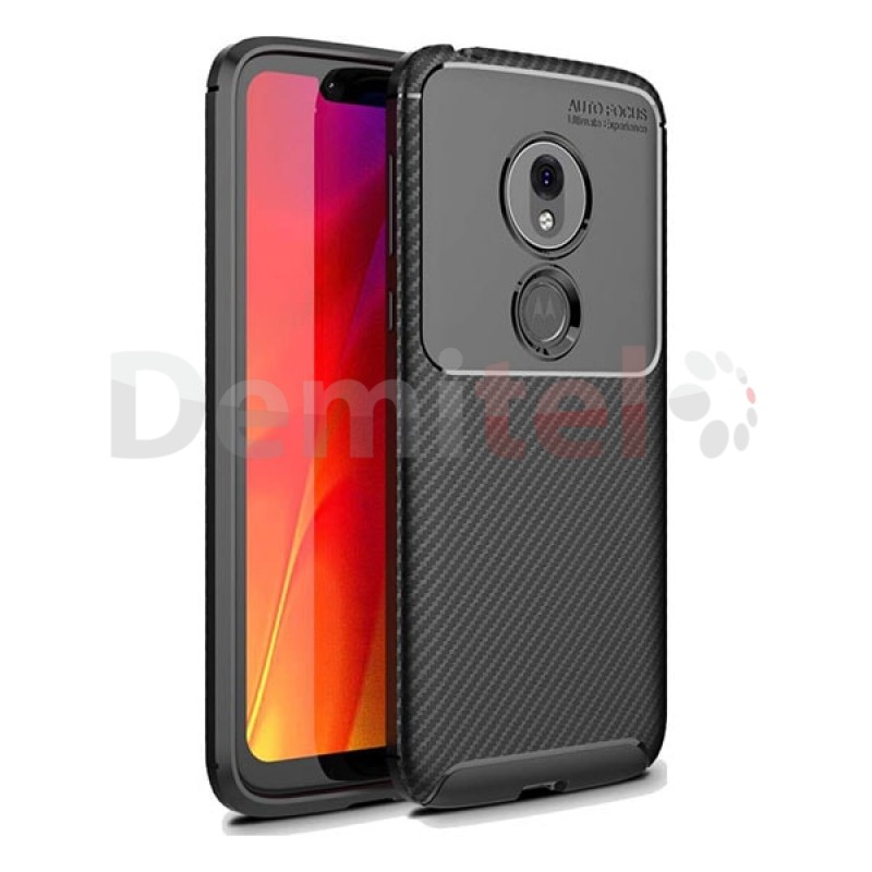 Силиконов гръб AUTO FOCUS Carbon за Motorola Moto G7 Play Черен