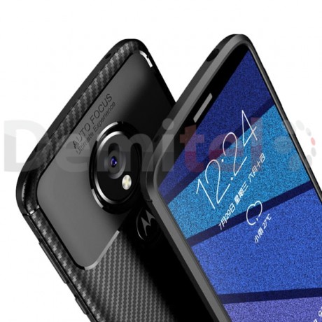 Силиконов гръб AUTO FOCUS Carbon за Motorola Moto E5 Черен