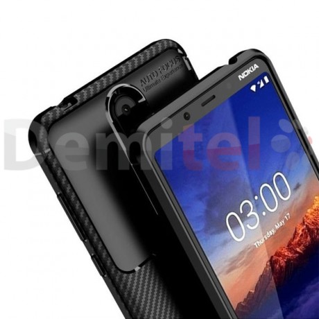 Силиконов гръб AUTO FOCUS Carbon за Nokia 3.1 Plus Черен