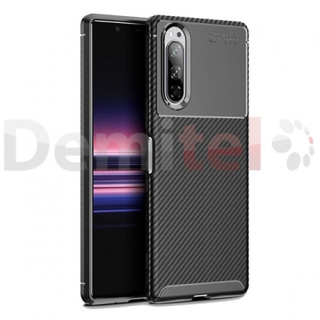 Силиконов гръб AUTO FOCUS Carbon за Sony Xperia 5 Черен