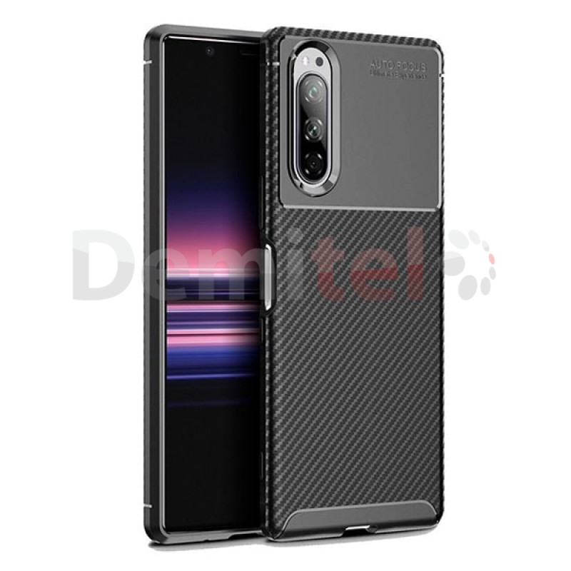 Силиконов гръб AUTO FOCUS Carbon за Sony Xperia 5 Черен