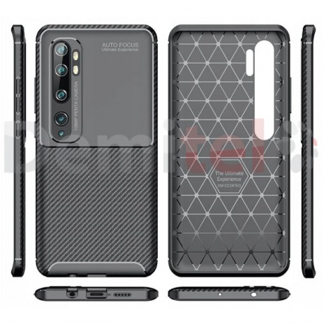 Силиконов гръб AUTO FOCUS Carbon за Xiaomi Mi Note 10 Черен