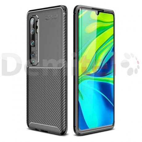 Силиконов гръб AUTO FOCUS Carbon за Xiaomi Mi Note 10 Черен