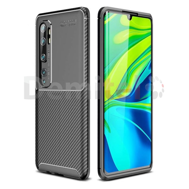 Силиконов гръб AUTO FOCUS Carbon за Xiaomi Mi Note 10 Черен