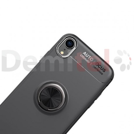 Силиконов гръб AUTO FOCUS Magnetic Ring за Apple iPhone XR Черен