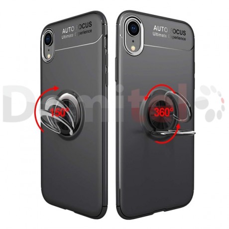 Силиконов гръб AUTO FOCUS Magnetic Ring за Apple iPhone XR Черен