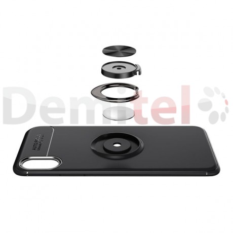 Силиконов гръб AUTO FOCUS Magnetic Ring за Apple iPhone XS Max Черен