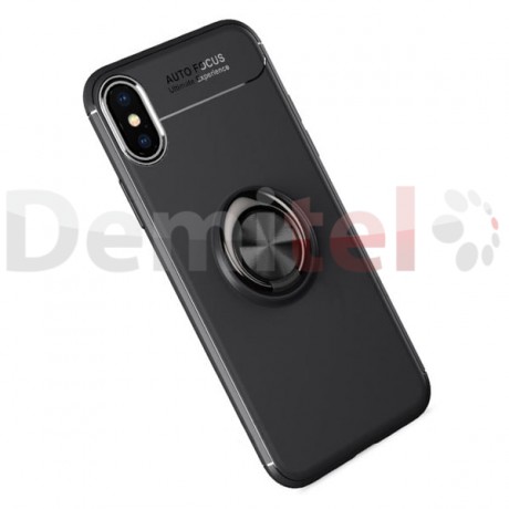 Силиконов гръб AUTO FOCUS Magnetic Ring за Apple iPhone XS Max Черен
