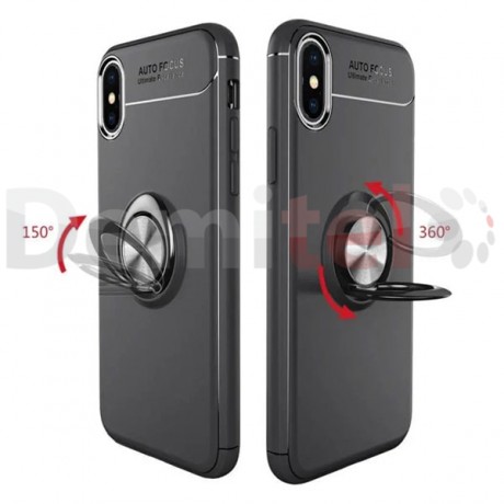Силиконов гръб AUTO FOCUS Magnetic Ring за Apple iPhone XS Max Черен
