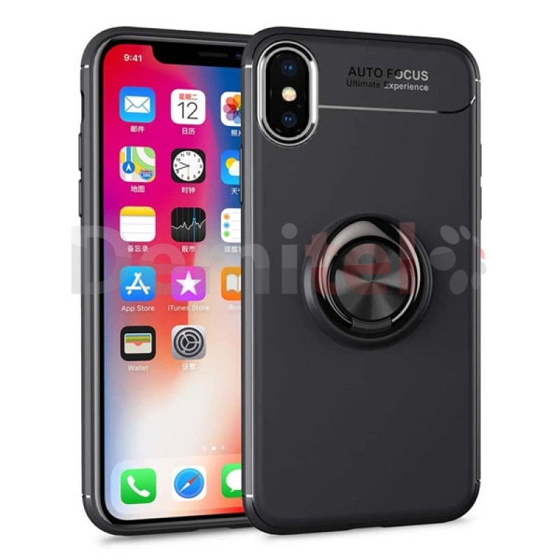 Силиконов гръб AUTO FOCUS Magnetic Ring за Apple iPhone XS Max Черен