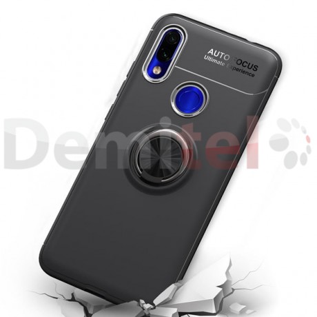 Силиконов гръб AUTO FOCUS Magnetic Ring за Xiaomi Redmi 7 Черен